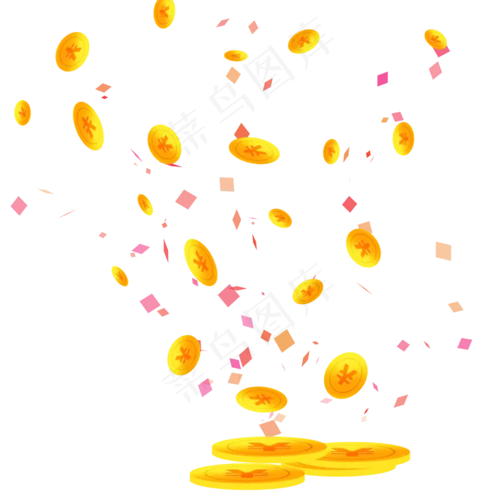 促销金币雨,免抠元素(2000*2000px 300 dpi )psd模版下载