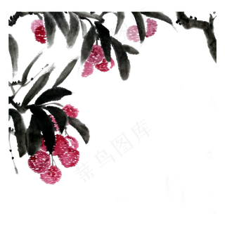 水果鲜果妃子笑国画水墨PNG
