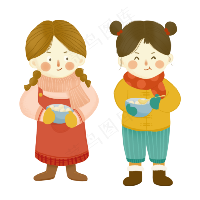 2019年手绘元宵节吃汤圆,免抠元素