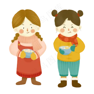 2019年手绘元宵节吃汤圆,免抠元素