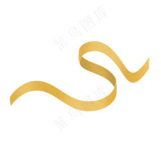 金色柔美折叠卡通彩带,免抠元素