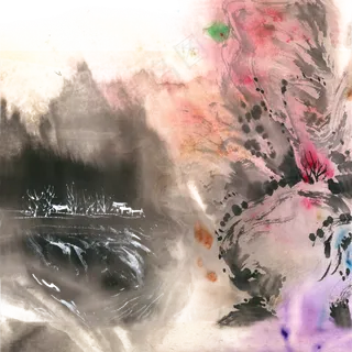 山水意境水墨画PNG免抠素材