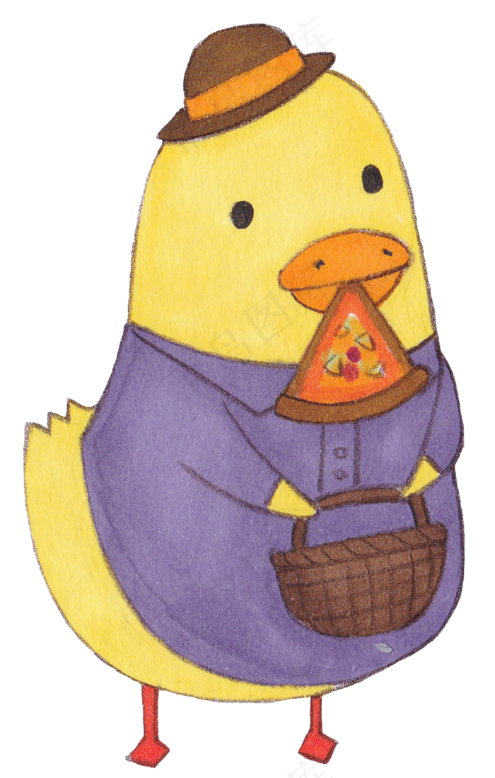手绘动物小小黄鸡插画