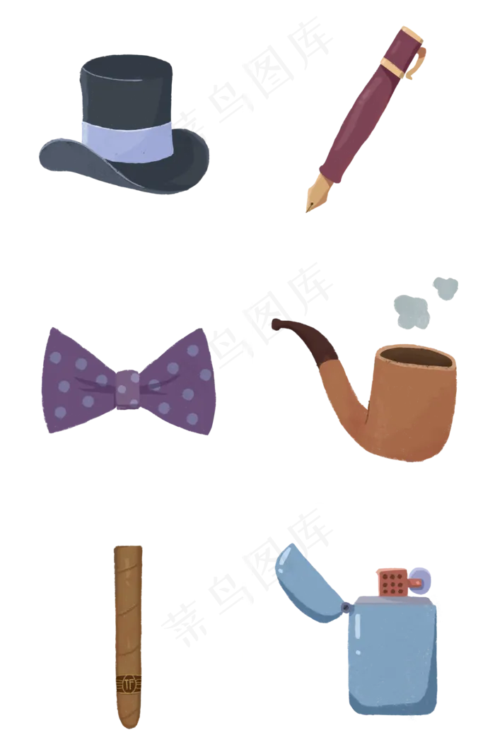手绘男士物品6张套图(2000X3020(DPI:300))psd模版下载