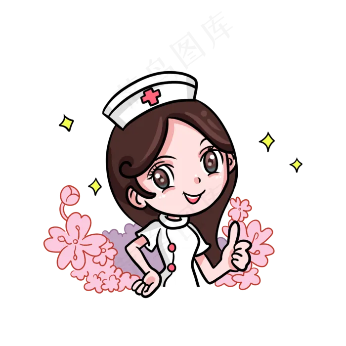 温柔的女护士卡通图案(2480X2480(DPI:300))psd模版下载