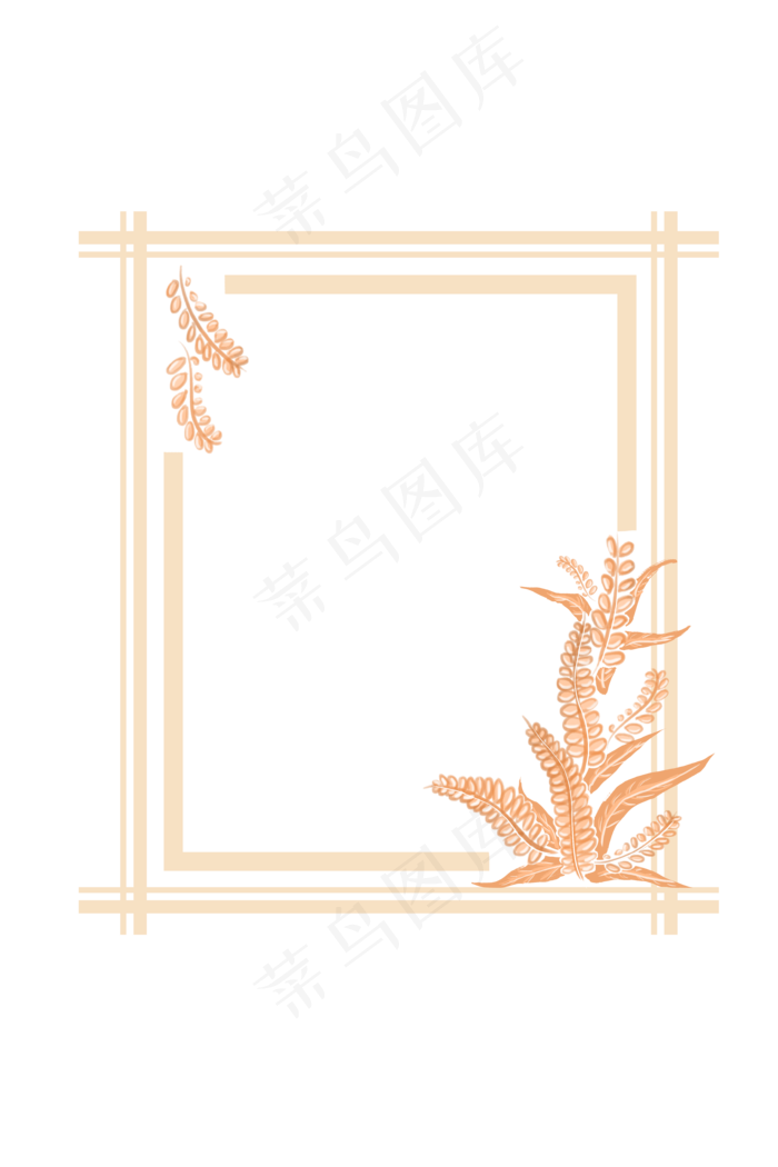二十四节气芒种麦子元素简约边框(3543X5315(DPI:300))psd模版下载