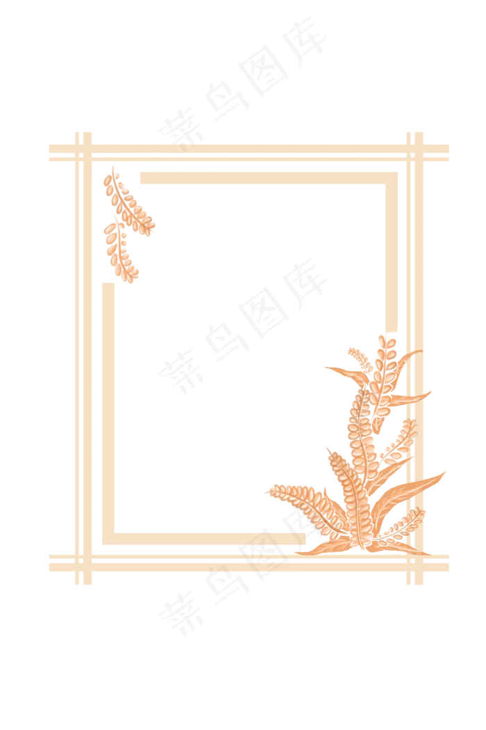 二十四节气芒种麦子元素简约边框(3543X5315(DPI:300))psd模版下载