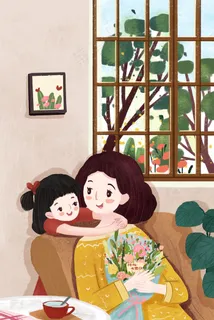 母亲节妈妈和女儿温馨一幕小清新风格 母亲节妈妈和女儿温馨一幕小清新风格