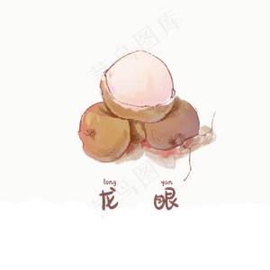 手绘彩色水果龙眼装饰画