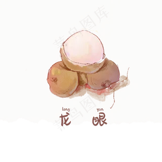 手绘彩色水果龙眼装饰画