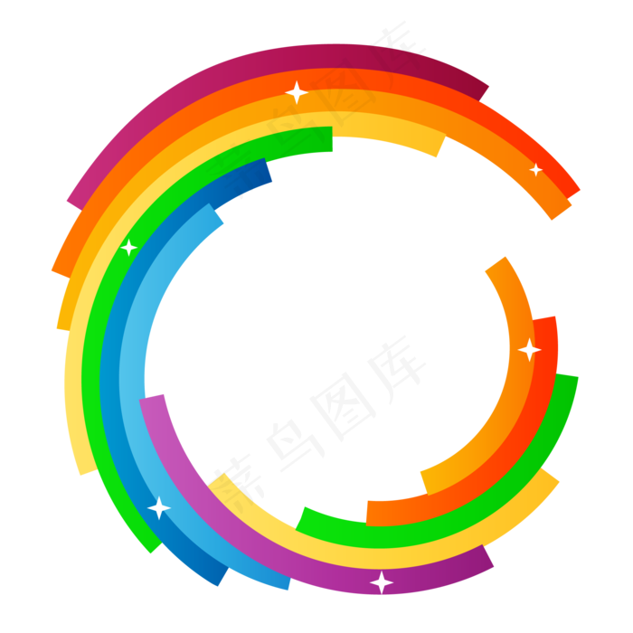 彩虹科技圆圈装饰素材,免抠元素