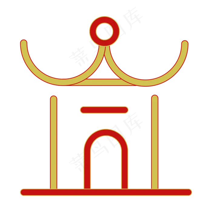 中国风亭子线条装饰,免抠元素(2000*2000px 300 dpi )ai矢量模版下载