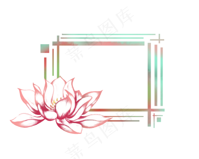 粉色镂空荷花边框(2500X2000(DPI:300))psd模版下载