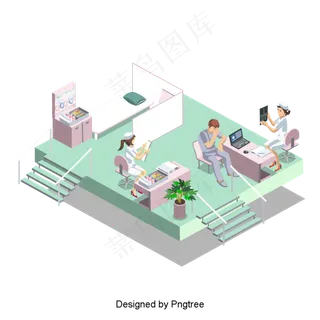 矢量卡通2.5D医疗装饰插图