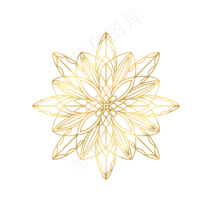 手绘金色线描花纹(2048X2048(DPI:300))psd模版下载