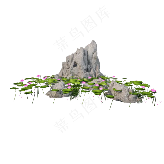 仿真荷花池png图(2000X2000(DPI:300))psd模版下载