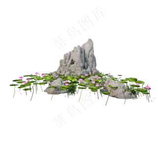仿真荷花池png图