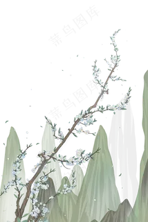 国画水墨风景古风花卉