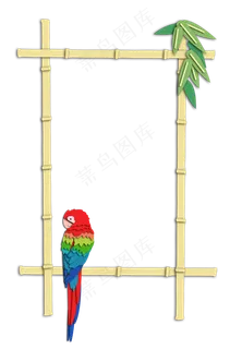 花鸟边框金竹鹦鹉,免抠元素