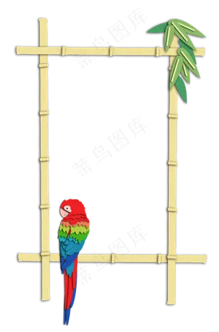 花鸟边框金竹鹦鹉,免抠元素