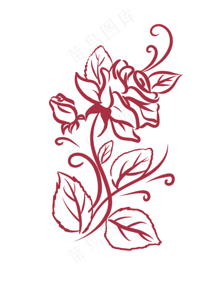 手绘玫瑰花边复古装饰(2480X3507(DPI:300))psd模版下载
