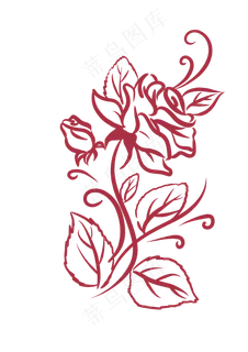 手绘玫瑰花边复古装饰