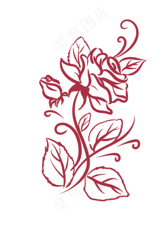 手绘玫瑰花边复古装饰