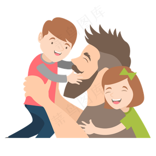 开心的孩子和爸爸矢量素材