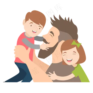 开心的孩子和爸爸矢量素材