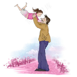 父亲节父亲女儿飞高高面就元素