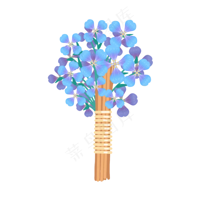 蓝色花束捧花(2048X2048(DPI:300))psd模版下载