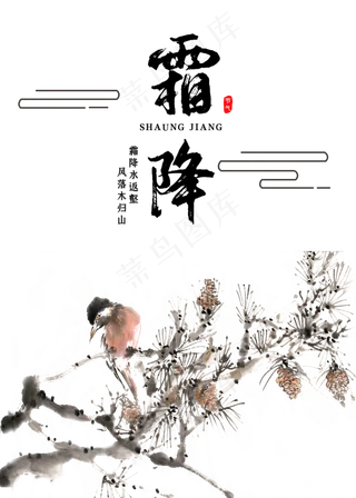 霜降节气松树,免抠元素