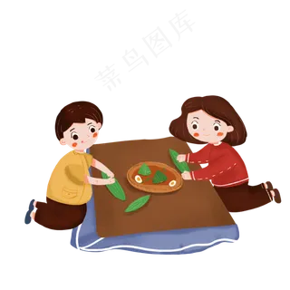 端午节卡通包粽子的人物