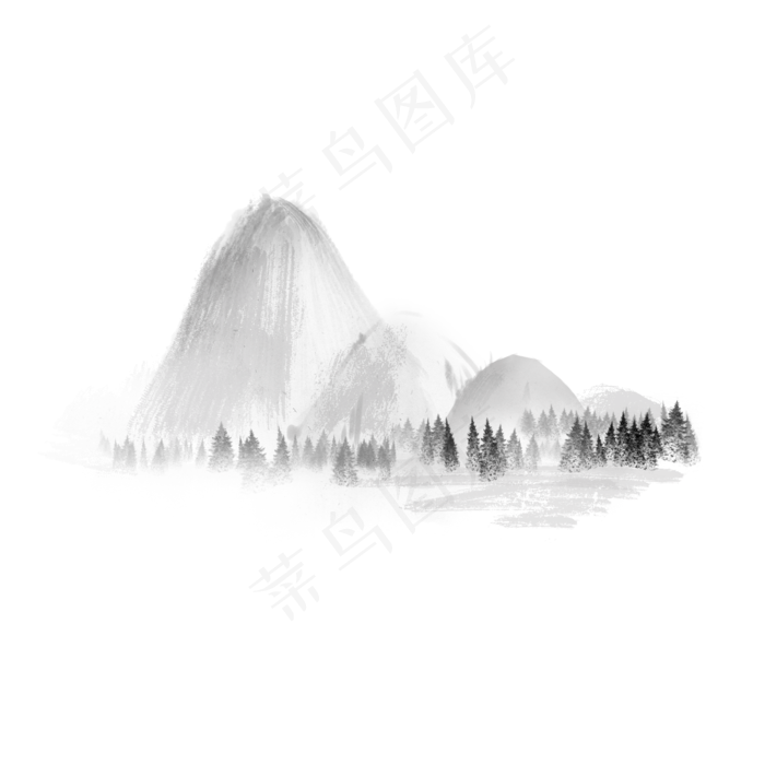 水墨山水中国装饰(2000X2000(DPI:300))psd模版下载
