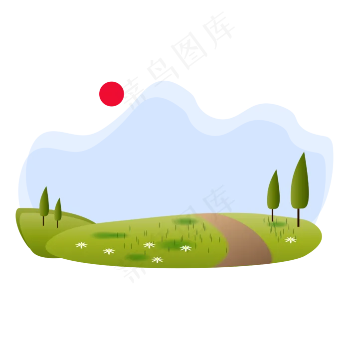 免扣卡通春天草地,免抠元素(4167*4167px 300 dpi )ai矢量模版下载