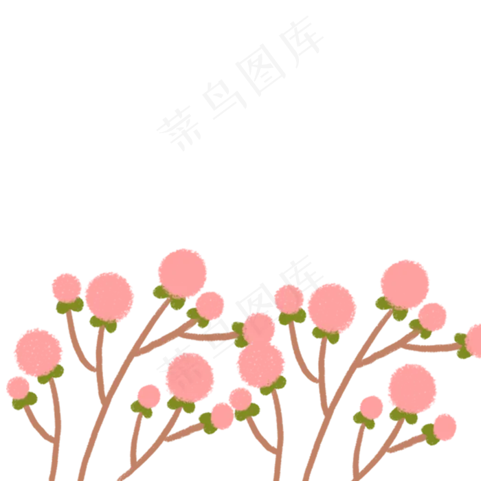 节日粉色手绘花叶装饰(2000X2000(DPI:72))psd模版下载