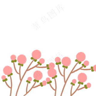 节日粉色手绘花叶装饰