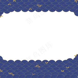 金色线描海浪底纹