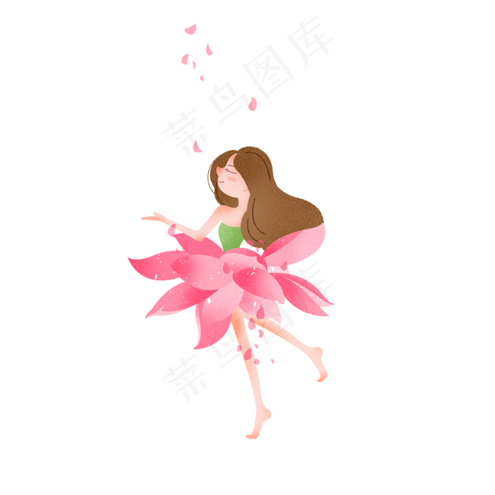 彩绘荷花女神元素(2000X2000(DPI:96))psd模版下载