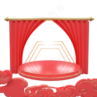 红色金色春节舞台,免抠元素