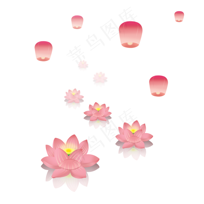 中元节鬼节荷花灯天灯许愿祈福节(2000*2000px 300 dpi )psd模版下载