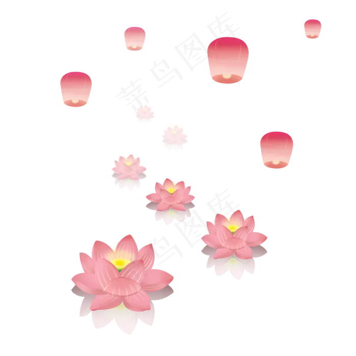 中元节鬼节荷花灯天灯许愿祈福节(2000*2000px 300 dpi )psd模版下载