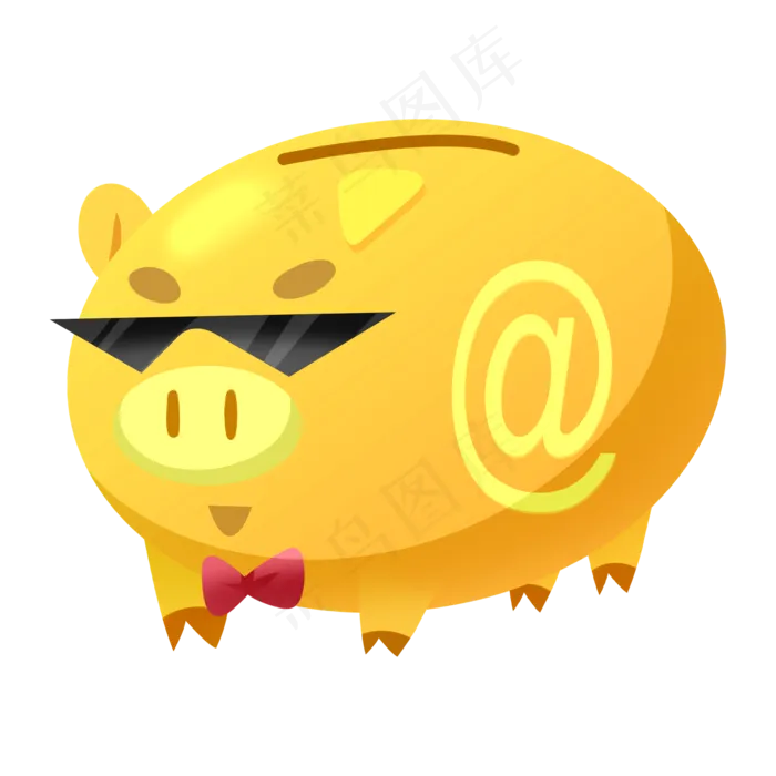 金猪带着眼镜的存钱罐免抠图(2000X2000(DPI:300))psd模版下载