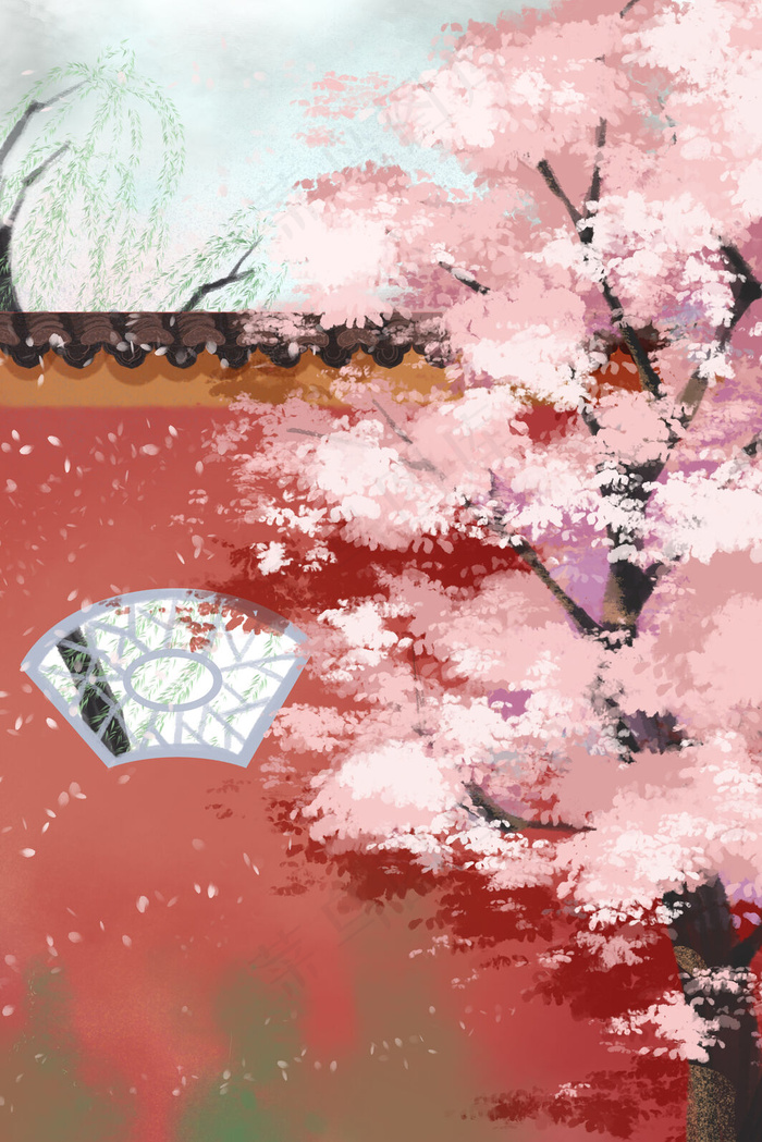 春分节气樱花绽放(3545X5315(DPI:300))psd模版下载