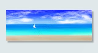 蓝天白云海水风景