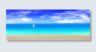 蓝天白云海水风景