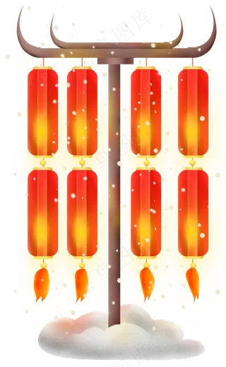 中国风新年路灯,免抠元素