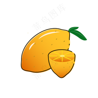 黄色柠檬清新可爱矢量水果商用元