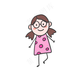 六一儿童节眼镜女孩手绘可爱卡通
