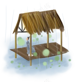 中国风赏雨的古人,免抠元素